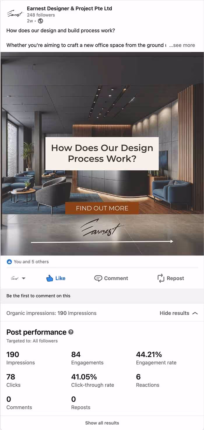 LinkedIn Post B2B Case Study Earnest — Volt Digital Singapore